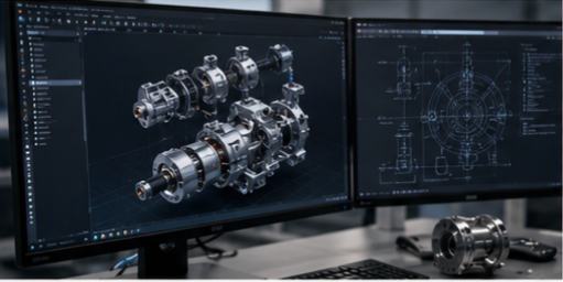 CAD engineering design on monitors